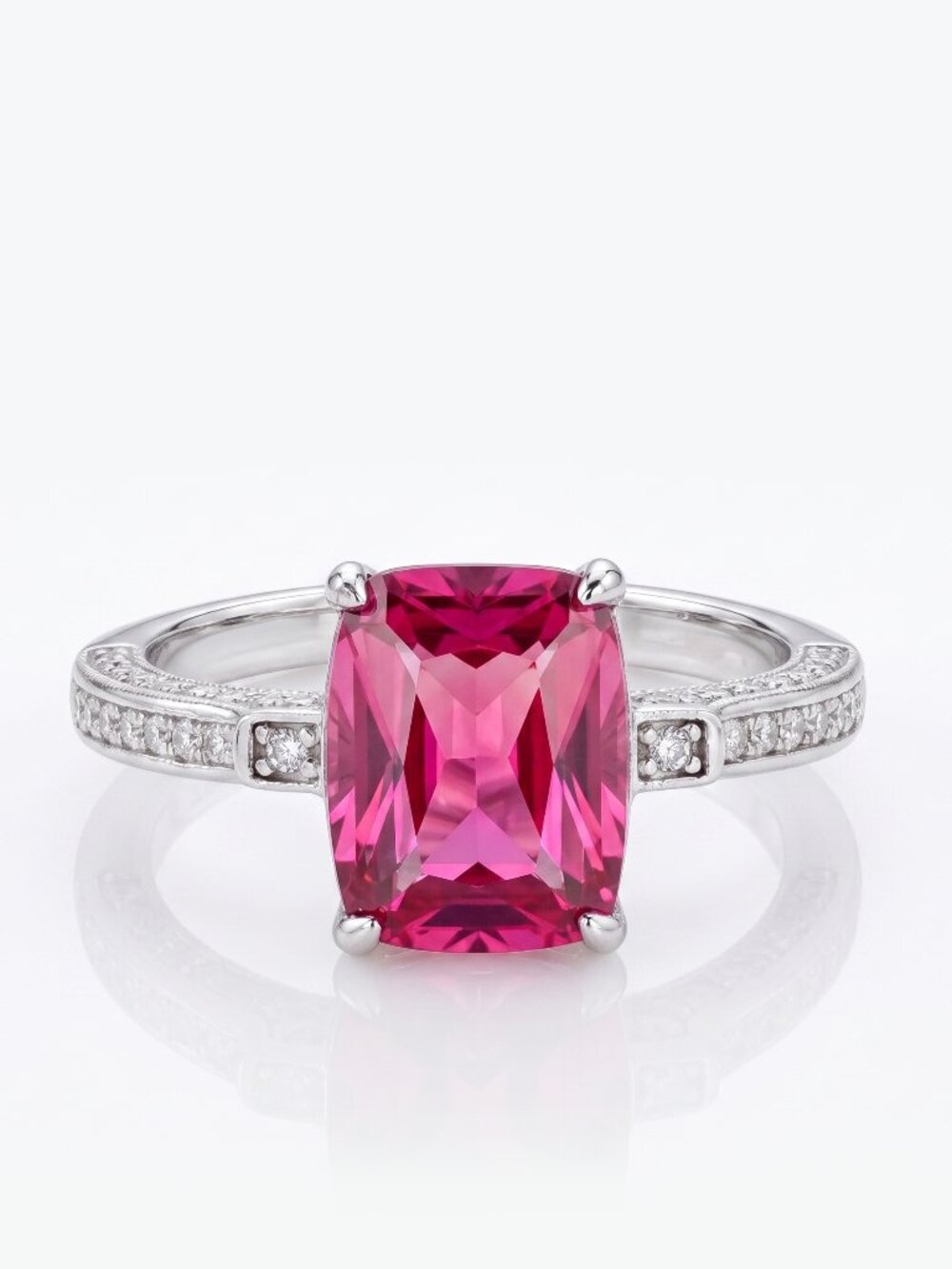 Pink Topaz Cushion Gemstone Ring, 925 Sterling Silver Charmed Aroma